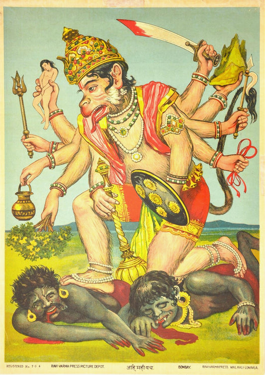 Shri Hanuman Killing Ahi Ravana