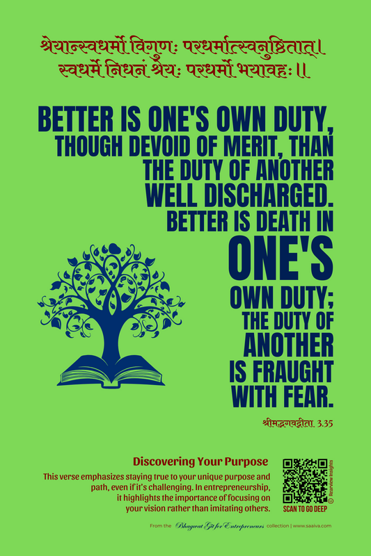 Bhagavad Gita for Entrepreneurs - BG 3.35 - Poster