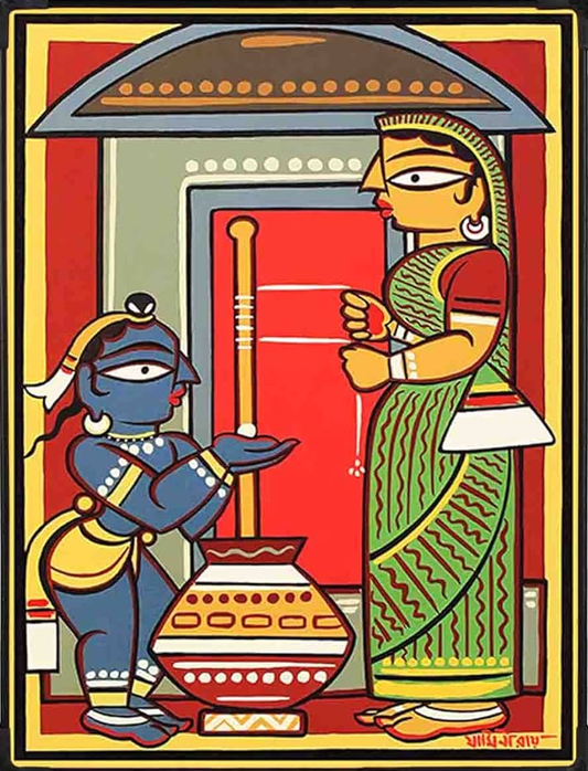 Bal Krishna with Yashoda by Jamini Roy